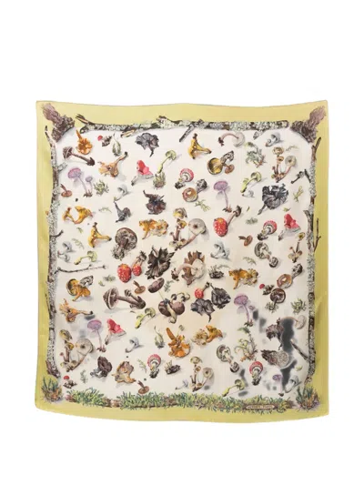 Pre-owned Hermes Circa 1960 Champignons Scarf In Yellow