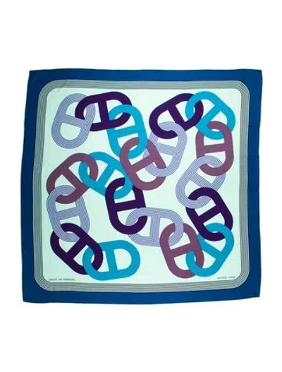 Pre-owned Hermes Circuit 24 Faubourg Cashmere Shawl In Blue