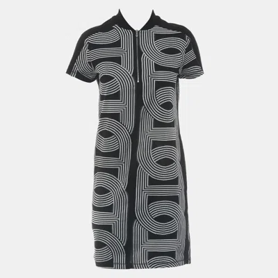 Pre-owned Hermes Circuit 24 Jacquard Dress Fr 36 In Black