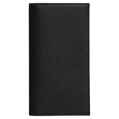 Pre-owned Hermes Citizen Twill Long Wallet Black Epsom Leather
