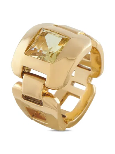 Pre-owned Hermes Citrine Ring In Gold
