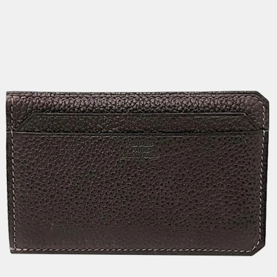 Pre-owned Hermes City 4cc Card Wallet In Brown