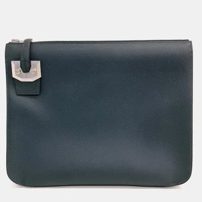 Pre-owned Hermes City Hall Clutch In Black