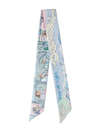 Pre-owned Hermes City Of Light Silk Twilly Scarf In Blue