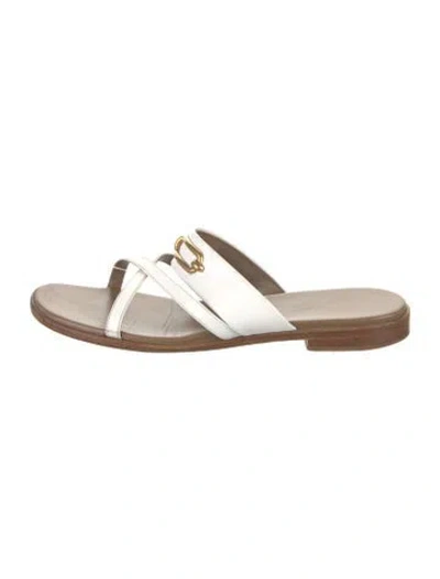 Pre-owned Hermes Claire Calfskin Slides In White