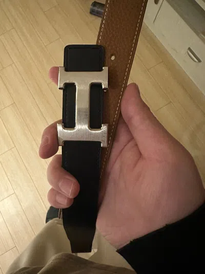 Pre-owned Hermes Classic Belt Size 90 In Black