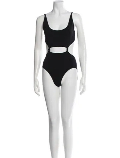 Pre-owned Hermes Claudia Cutout Accent One-piece W/ Tags In Black
