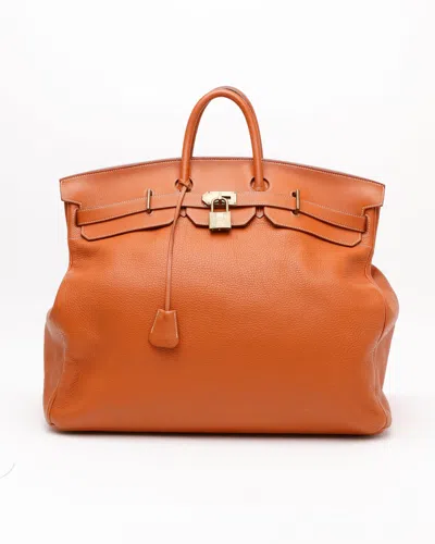 Pre-owned Hermes Hermès Clemence 55 Haut A Courroies (hac) Bag In Brown
