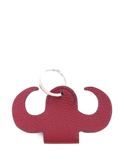 Pre-owned Hermes Clemence Epsom Leather Key Holder Charm In Red