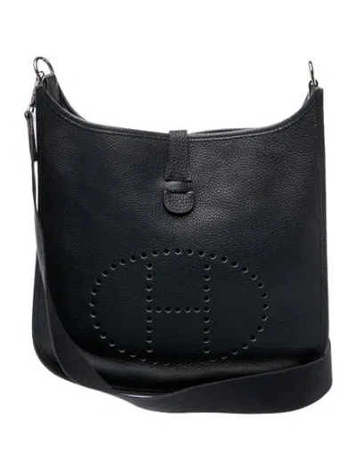 Pre-owned Hermes Clemence Evelyne I 33 In Blue