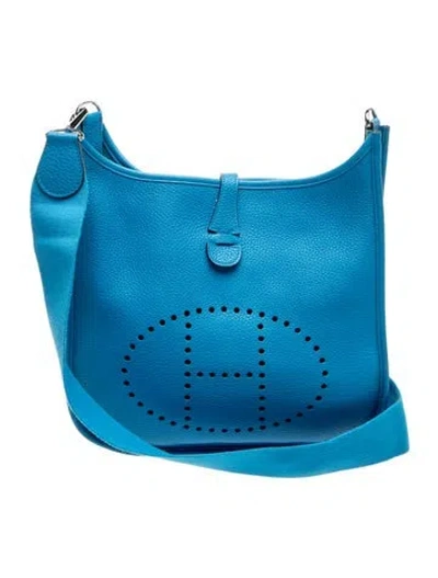 Pre-owned Hermes Clemence Evelyne Iii 29 In Blue