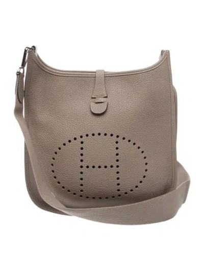 Pre-owned Hermes Clemence Evelyne Iii 29 In Gray