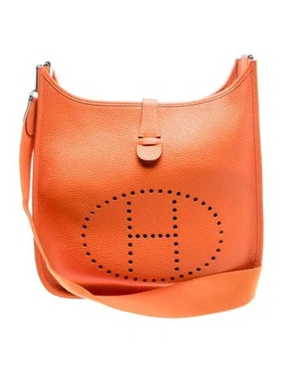 Pre-owned Hermes Clemence Evelyne Iii 33 In Orange