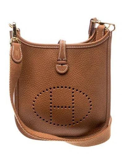 Pre-owned Hermes Clemence Evelyne Iii Tpm 16 In Brown