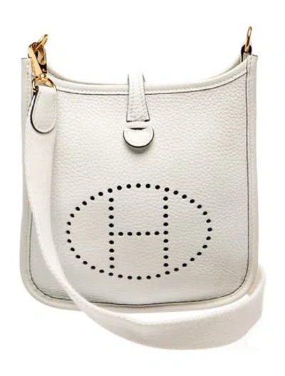 Pre-owned Hermes Clemence Evelyne Tpm 16 In White