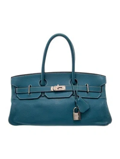 Pre-owned Hermes Clemence Jpg Shoulder Birkin 42 In Blue