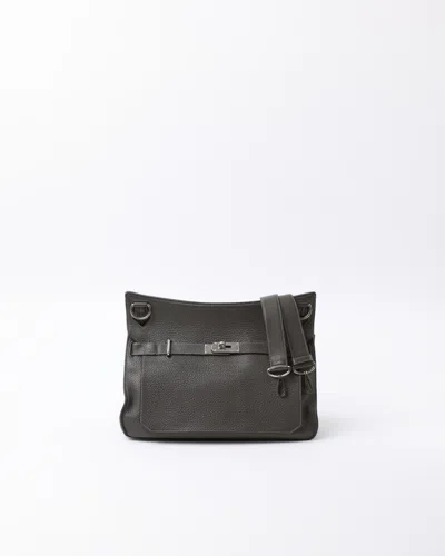 Pre-owned Hermes Hermès Clemence Jypsiere 34 Bag In Gray
