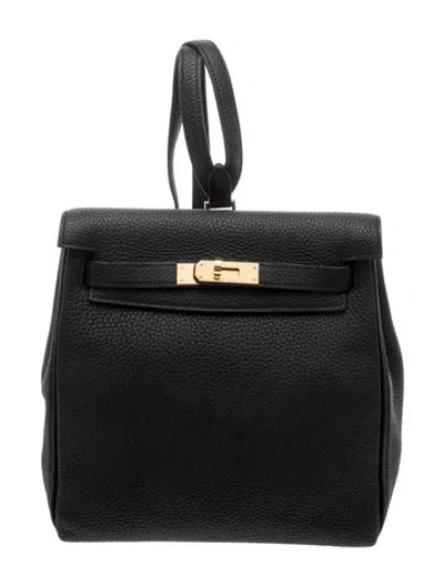 Pre-owned Hermes Clemence Kelly Ado Ii Backpack In Black