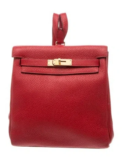 Pre-owned Hermes Clemence Kelly Ado Ii Backpack In Red