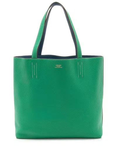 Pre-owned Hermes Hermès Clemence Leather Double Sens 45 Tote (authentic Pre-loved)