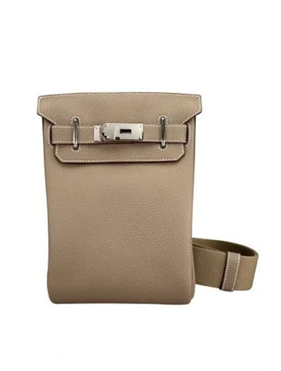 Pre-owned Hermes Clemence Leather Hac A Dos Pm 2025 In Brown
