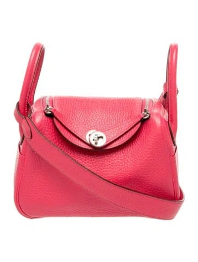 Pre-owned Hermes Clemence Mini Lindy 20 In Pink