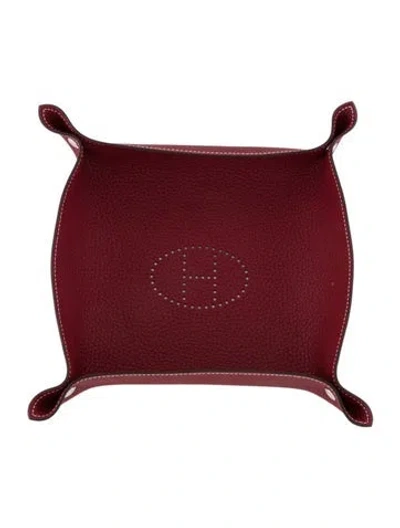 Pre-owned Hermes Clemence Mises Et Relances H Evelyne Change Tray In Red
