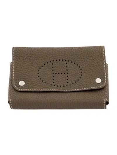 Pre-owned Hermes Clemence Mises Et Relances Playing Card Case In Neutral