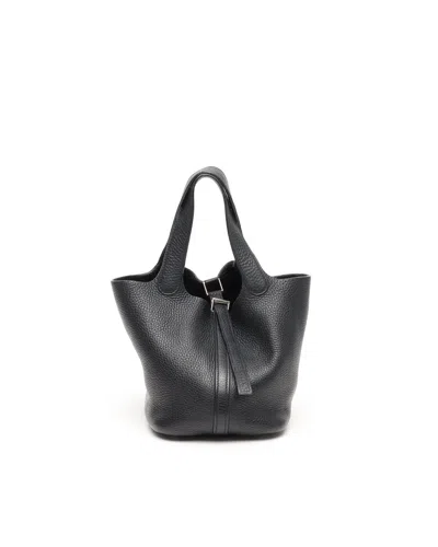Pre-owned Hermes Hermès Clemence Picotin 18 Bag In Black