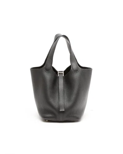 Pre-owned Hermes Hermès Clemence Picotin 18 Bag In Black