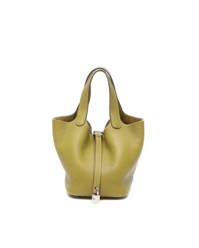 Pre-owned Hermes Hermès Clemence Picotin 18 Bag In Green