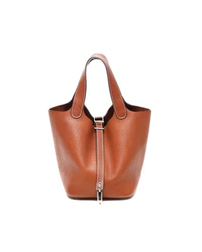 Hermes Hermès Clemence Picotin 18 Gold Bag In Brown