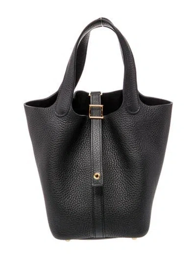 Pre-owned Hermes Clemence Picotin Lock 18 In Black