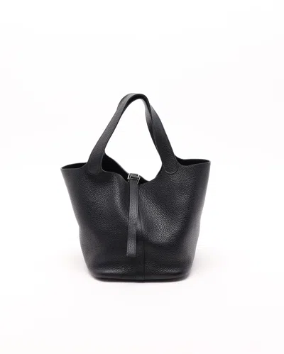Pre-owned Hermes Hermès Clemence Picotin Lock 22 Bag In Black