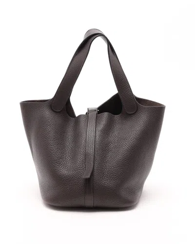 Pre-owned Hermes Hermès Clemence Picotin Lock 22 Bag In Brown