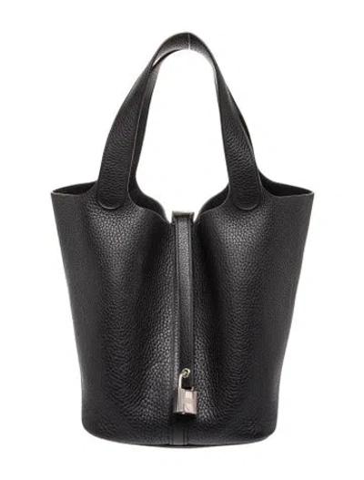 Pre-owned Hermes Clemence Picotin Lock 22 In Black