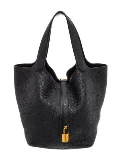 Pre-owned Hermes Clemence Picotin Lock 22 In Black