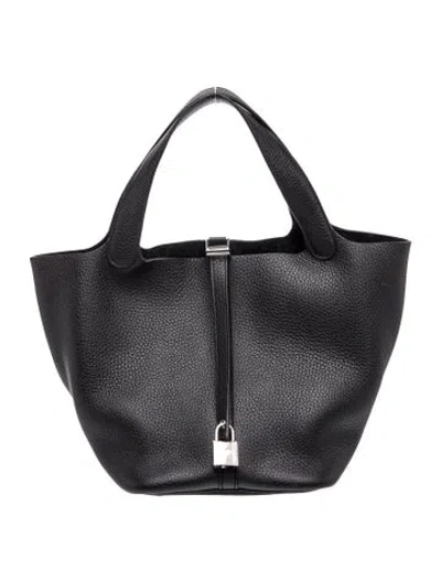 Pre-owned Hermes Clemence Picotin Lock 22 In Black