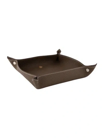 Pre-owned Hermes Clemence Taurillon Mises Et Relances H Evelyne Valet Tray In Brown