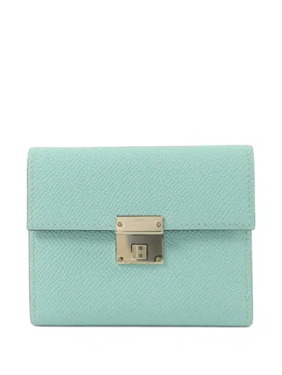 Pre-owned Hermes Clic 12 Card Holder In Blue