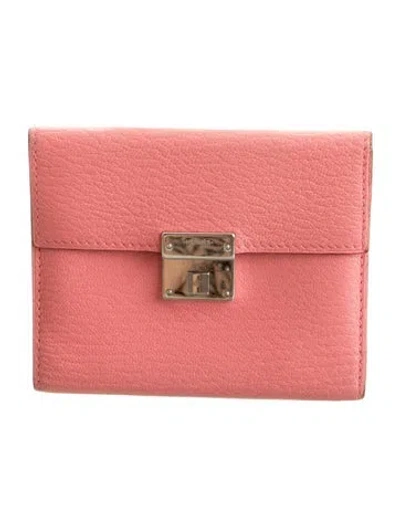 Pre-owned Hermes Clic 12 Wallet In Pink