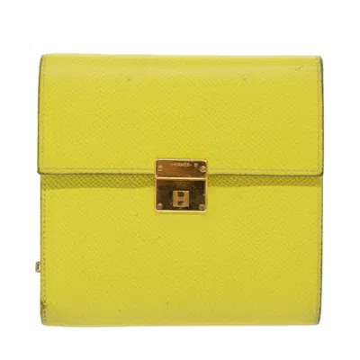 Pre-owned Hermes Hermès Clic 12 Yellow Leather Wallet  ()