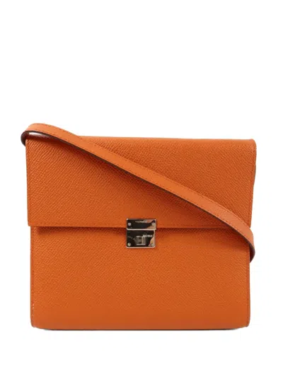 Pre-owned Hermes Clic 16 Leather Shoulder Bag In Orange