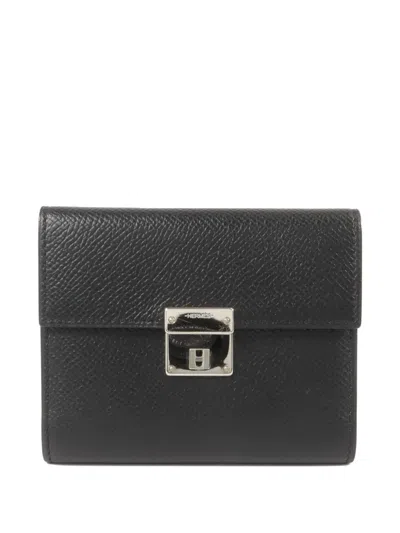 Pre-owned Hermes Clic 16 Leather Wallet In Black