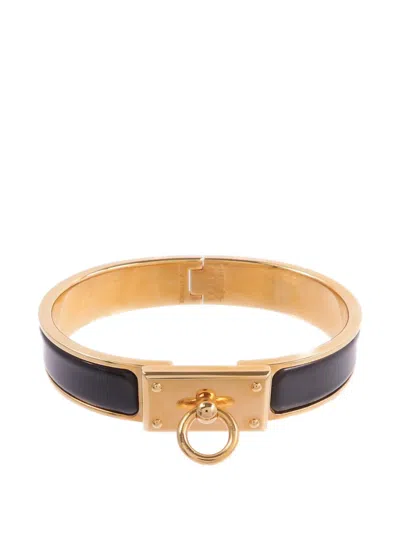Pre-owned Hermes Clic Anneau Enamel Bangle In Gold