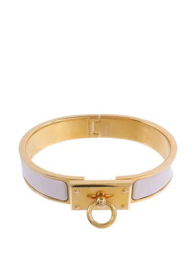 Pre-owned Hermes Clic Anneau Enamel Bracelet In Gold