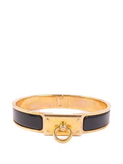 Pre-owned Hermes Clic Anneau Enamel Bracelet In Gold