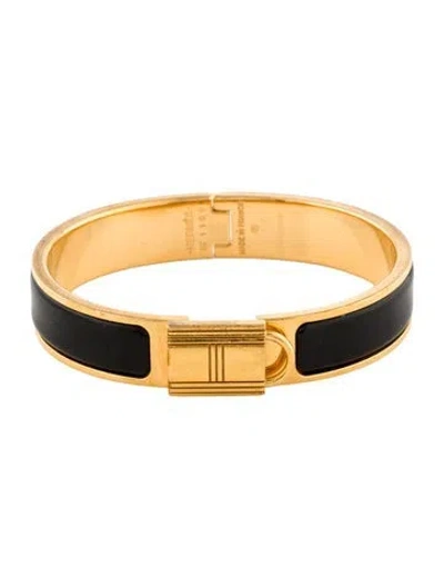 Pre-owned Hermes Clic Cadenas Bracelet, 6.25" In Black