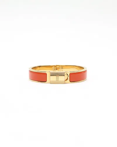 Pre-owned Hermes Hermès Clic Cadenas Bracelet In Orange