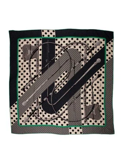 Pre-owned Hermes Clic Clac A Pois Cashmere Shawl In Gray